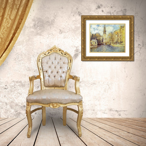 The Zuiderkerk-Amsterdam 1874 Gold Ornate Wood Framed Art Print with Double Matting by Monet, Claude