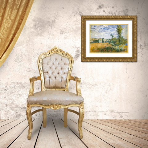 Vetheuil 1879 Gold Ornate Wood Framed Art Print with Double Matting by Monet, Claude