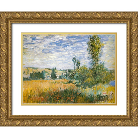 Vetheuil 1879 Gold Ornate Wood Framed Art Print with Double Matting by Monet, Claude