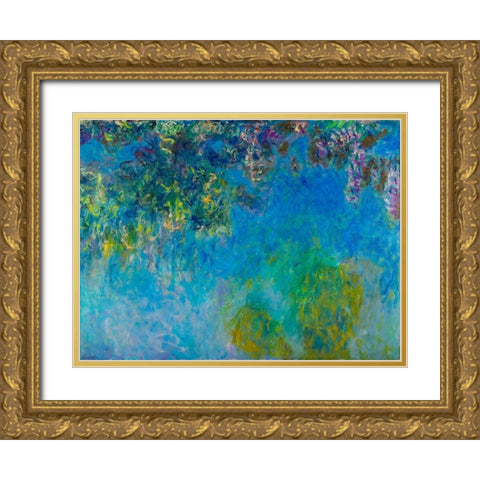 Wisteria Gold Ornate Wood Framed Art Print with Double Matting by Monet, Claude