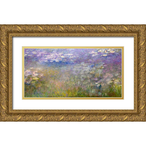 Water Lilies Agapanthus 1915 Gold Ornate Wood Framed Art Print with Double Matting by Monet, Claude