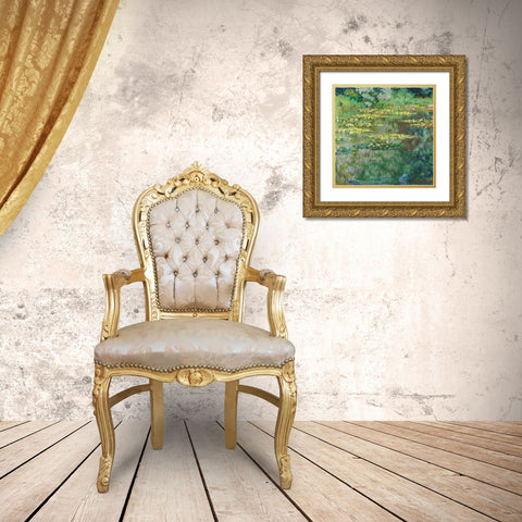 Le Bassin des Nympheas 1904 Gold Ornate Wood Framed Art Print with Double Matting by Monet, Claude