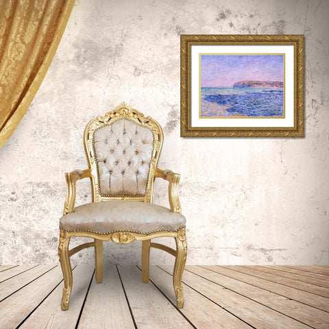 Shadows on the Sea. The Cliffs at Pourville 1882 Gold Ornate Wood Framed Art Print with Double Matting by Monet, Claude