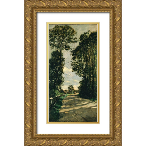Road of the Farm Saint-Simeon Gold Ornate Wood Framed Art Print with Double Matting by Monet, Claude
