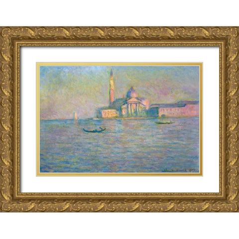 The church of San Giorgio Maggiore-Venice 1908 Gold Ornate Wood Framed Art Print with Double Matting by Monet, Claude