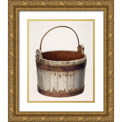 Bucket 1940 Gold Ornate Wood Framed Art Print with Double Matting by Bashaw, Edward