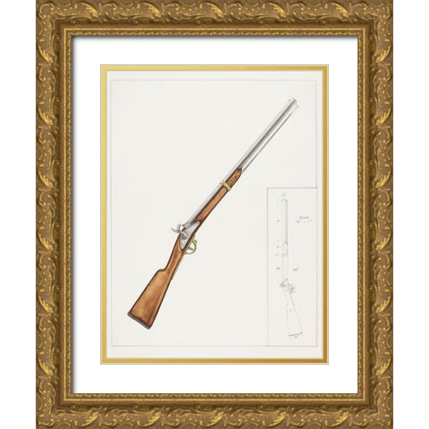 Carbine Gun 1937 Gold Ornate Wood Framed Art Print with Double Matting by Fairbanks, George