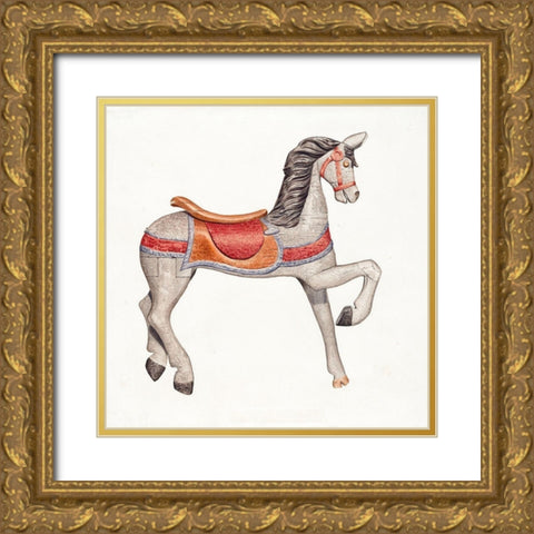 Carousel Horse II 1938 Gold Ornate Wood Framed Art Print with Double Matting by Ryder, Albert