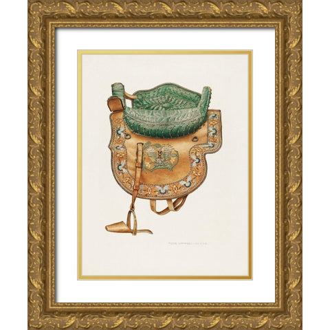 Childs Side Saddle 1940 Gold Ornate Wood Framed Art Print with Double Matting by Campbell-Gerke, Rose