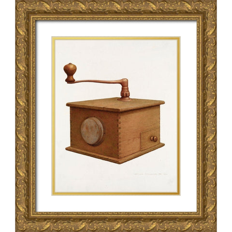 Coffee Grinder 1940 Gold Ornate Wood Framed Art Print with Double Matting by Edwards, William H.