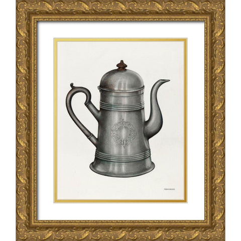 Coffee Pot 1935 Gold Ornate Wood Framed Art Print with Double Matting by Mcentee, Frank