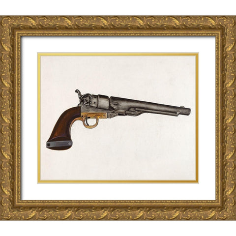 Colt Revolver 1936 Gold Ornate Wood Framed Art Print with Double Matting by Krieger, Bernard
