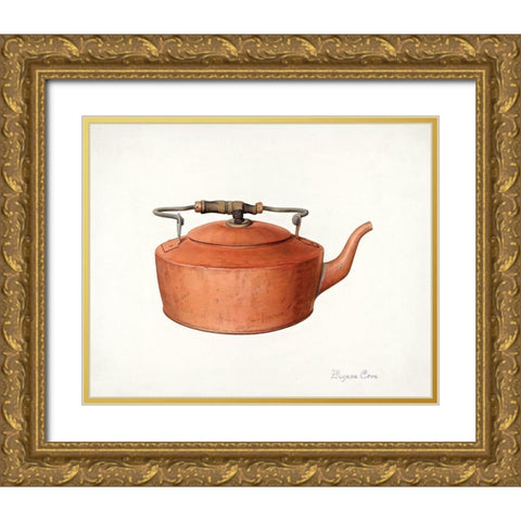 Copper Tea Kettle 1939 Gold Ornate Wood Framed Art Print with Double Matting by Croe, Eugene
