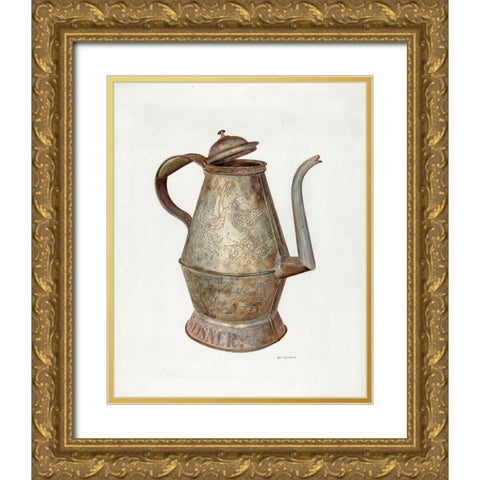 German Coffee Pot 1935 Gold Ornate Wood Framed Art Print with Double Matting by Strehlau, Carl