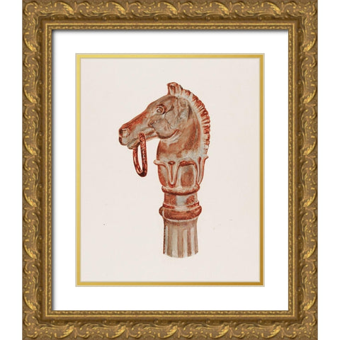 Hitching Post 1940 Gold Ornate Wood Framed Art Print with Double Matting by Barnett, Gerard