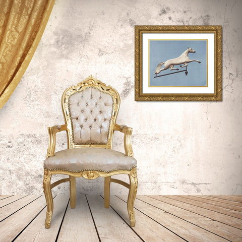 Horse Weather Vane Gold Ornate Wood Framed Art Print with Double Matting by Murphy, Henry