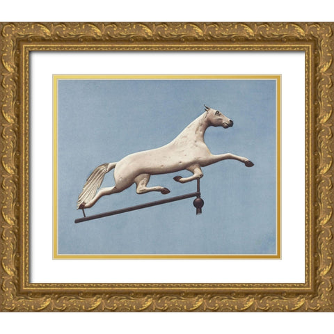 Horse Weather Vane Gold Ornate Wood Framed Art Print with Double Matting by Murphy, Henry