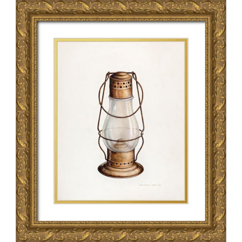 Lantern 1939 Gold Ornate Wood Framed Art Print with Double Matting by Ford, Samuel W.