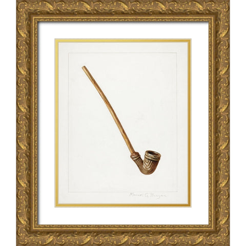 Pipe 1938 Gold Ornate Wood Framed Art Print with Double Matting by Runyan, Manuel G.