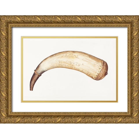 Powder Horn 1938 Gold Ornate Wood Framed Art Print with Double Matting by Rosenbaum Howell