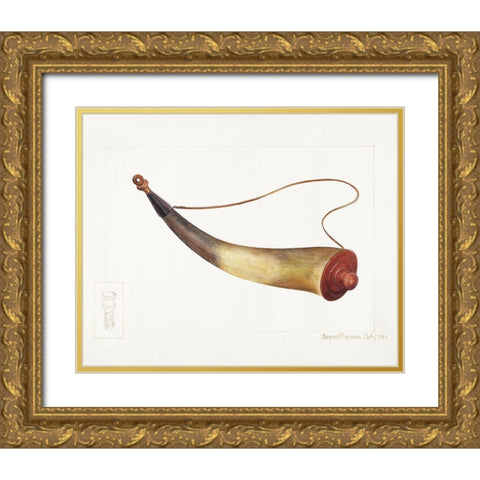 Powder Horn 1938 Gold Ornate Wood Framed Art Print with Double Matting by Fineman, Samuel