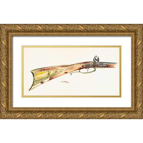 Rifle 1938 Gold Ornate Wood Framed Art Print with Double Matting by Moss, Charles