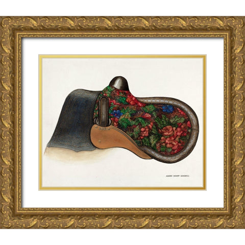 Side Saddle - California Style 1937 Gold Ornate Wood Framed Art Print with Double Matting by Waddel, Harry Mann