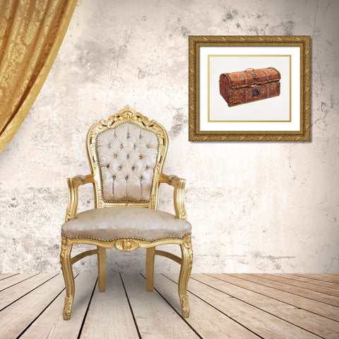 Skin Covered Trunk 1939 Gold Ornate Wood Framed Art Print with Double Matting by Madole, Russell