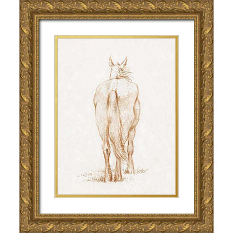 Standing Horse 1815 Gold Ornate Wood Framed Art Print with Double Matting by Bernard, Jean