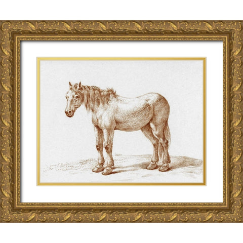 Standing Horse I Gold Ornate Wood Framed Art Print with Double Matting by Bernard, Jean