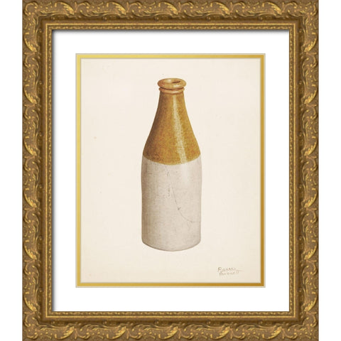 Stoneware Ink Bottle Gold Ornate Wood Framed Art Print with Double Matting by Barnett, Richard