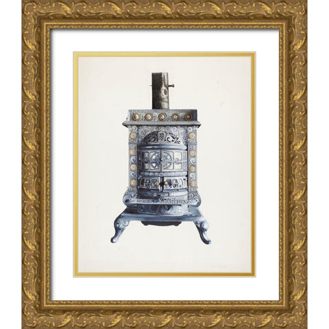 Stove 1937 Gold Ornate Wood Framed Art Print with Double Matting by Heiberg, Einar