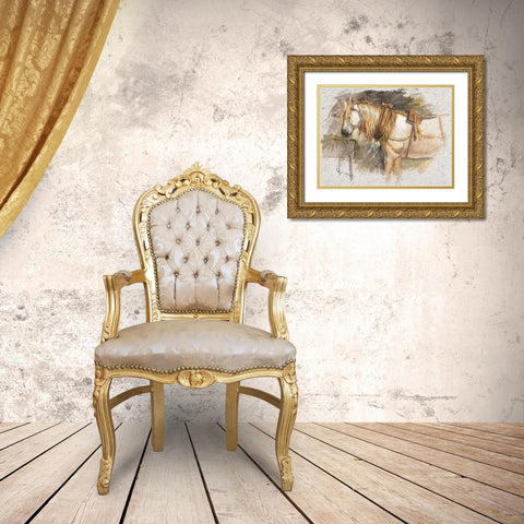 Study of a Horse-Brittany 1873 Gold Ornate Wood Framed Art Print with Double Matting by Colman, Samuel