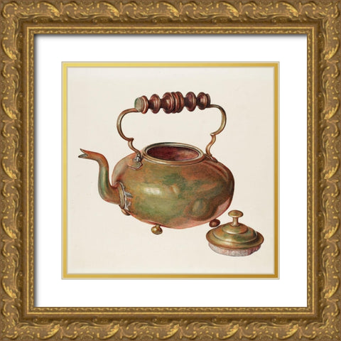 Tea Kettle 1941 Gold Ornate Wood Framed Art Print with Double Matting by Rekucki, Michael