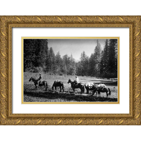 Small Meadow Gold Ornate Wood Framed Art Print with Double Matting by Vintage Photography