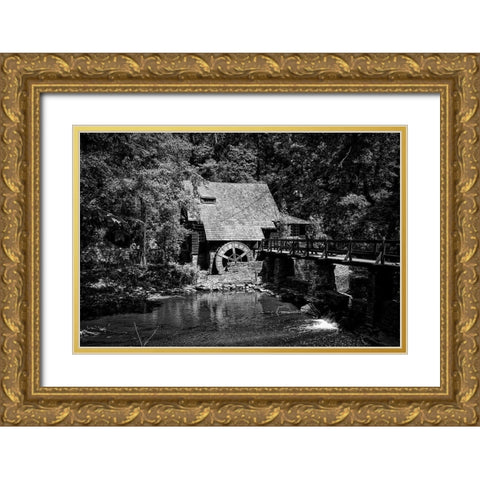 Alabama Water Mill Gold Ornate Wood Framed Art Print with Double Matting by Alabama Picture Archive