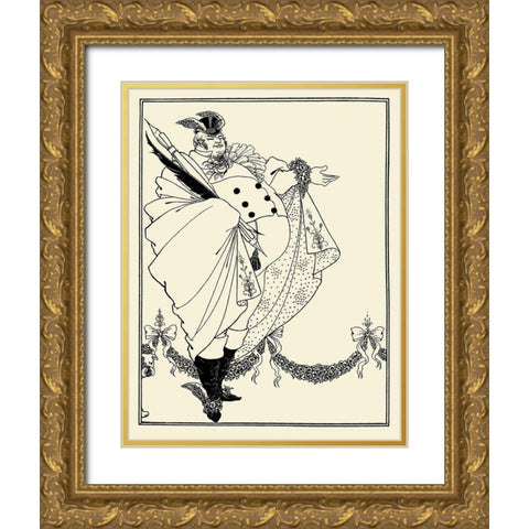 Savoy 1896 Vol.1 - Contents Page Design Gold Ornate Wood Framed Art Print with Double Matting by Beardsley, Aubrey
