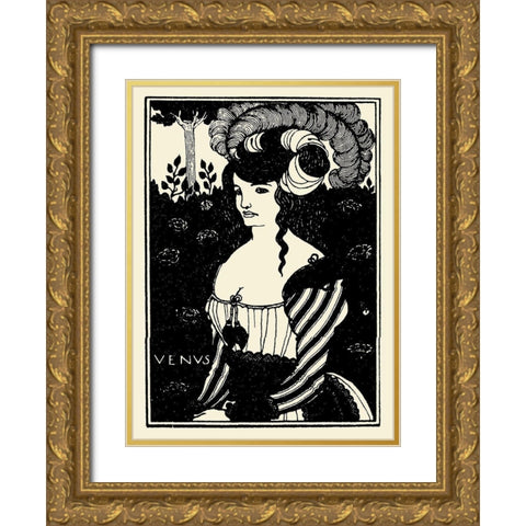 Venus 1898 Gold Ornate Wood Framed Art Print with Double Matting by Beardsley, Aubrey