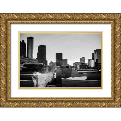 Skyscrapers and a Ferris Wheel in the Skyline of Atlanta-Georgia Gold Ornate Wood Framed Art Print with Double Matting by Georgia Picture Archive