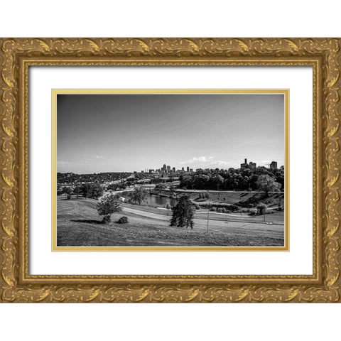 Kansas City-Missouri Gold Ornate Wood Framed Art Print with Double Matting by Missouri Picture Archive