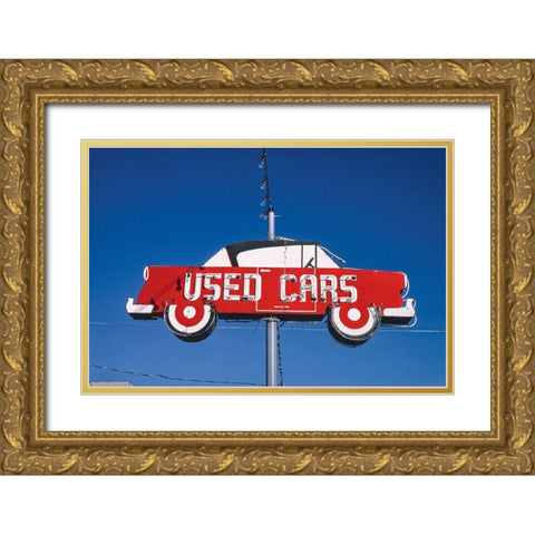 Vince Kolb Auto Sales Sign-Jefferson City-Missouri Gold Ornate Wood Framed Art Print with Double Matting by Margolies, John