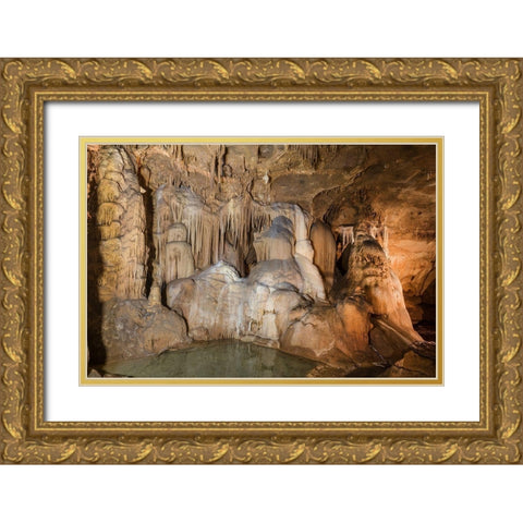 Formations in the Cave Without a Name-located near Boerne in Kendall County-Texas Gold Ornate Wood Framed Art Print with Double Matting by Texas Picture Archive
