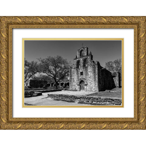 Mission Espada-San Antonio-Texas Gold Ornate Wood Framed Art Print with Double Matting by Texas Picture Archive