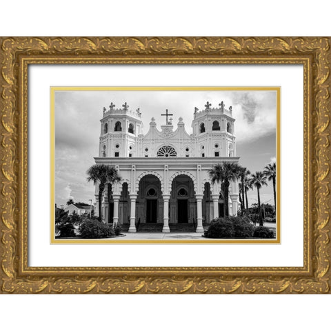 St. Mary Cathedral Basilica Galveston-Texas Gold Ornate Wood Framed Art Print with Double Matting by Texas Picture Archive