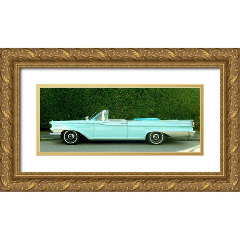 Classic Green Car Gold Ornate Wood Framed Art Print with Double Matting by Vintage Photo Archive