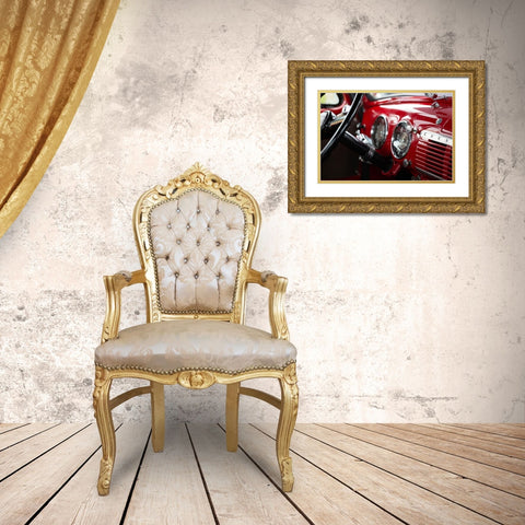 Red Classic Car Interior Gold Ornate Wood Framed Art Print with Double Matting by Vintage Photo Archive