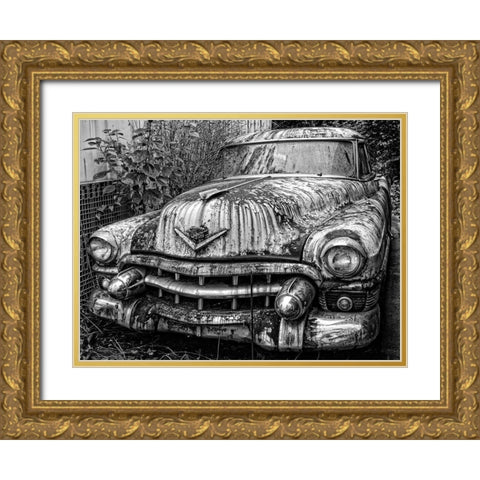 Rusty Classic Car Gold Ornate Wood Framed Art Print with Double Matting by Vintage Photo Archive