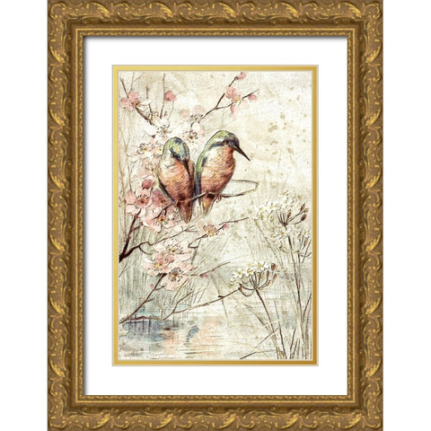 Kingfishers Gold Ornate Wood Framed Art Print with Double Matting by Alpenglow Workshop