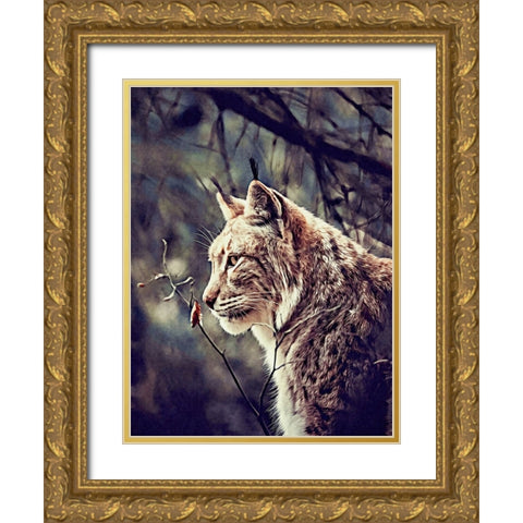 Lynx Gold Ornate Wood Framed Art Print with Double Matting by Alpenglow Workshop