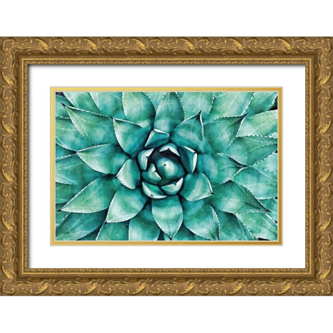 Heart of the Succulent Gold Ornate Wood Framed Art Print with Double Matting by Alpenglow Workshop